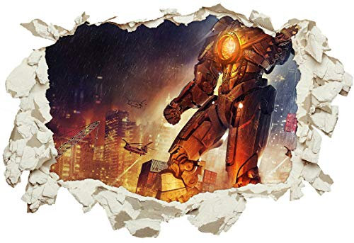 Unified Distribution Pacific Rim - Wandtattoo mit 3D Effekt, Aufkleber für Wände und Türen Größe: 92x61 cm, Stil: Durchbruch