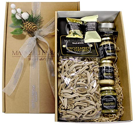 Cesti Natalizi a base di Tartufo - Idea Confezione Regalo ESTIA - Cesto Natalizio Gastronomico - Pacco Natale con Prodotti Tipici Artigianali - Truffle Gift Idea