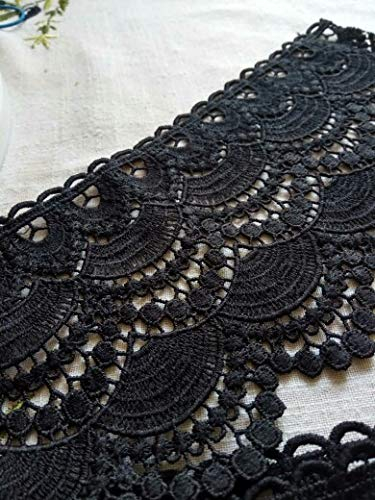 Yulakes 3 Yard 11cm-12cm Weiß Baumwolle spitzenband Vintage Häkelband Spitze Borte Häkelspitze Häkel-Borte Spitzenband für Nähen Handwerk Hochzeit Deko Scrapbooking Geschenkbox (Schwarz)