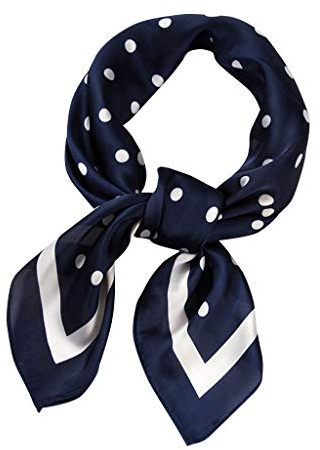riou Damen Bandana Halstuch Biker Nikki Tuch Schal Punkte Muster Nickituch Kopftuch 70x70cm (Navy)