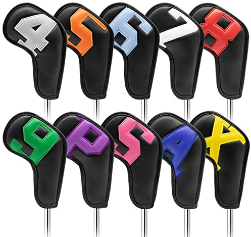 Montale Golf Iron Covers 10pcs Leather Colorful Golf Iron Headcovers Golf Club Head Covers for Most Brand Customize & Non-Customiz