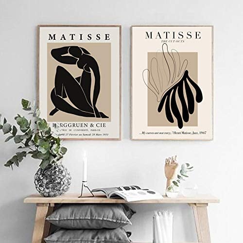 JEfunv FLORID Henri Matisse Abstrakte Malerei Minimale Illustration Wandkunst Leinwanddrucke Vintage Poster Beige Wandbilder Wohnkultur 50x70 cm Kein Rahmen