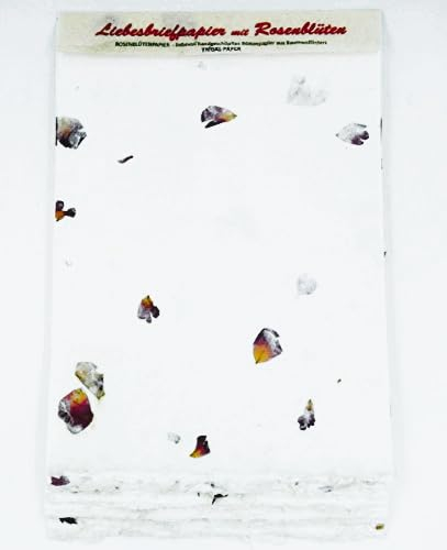 paperfreak: RosenblütenPapier > Liebesbriefpapier < handgeschöpft A4 40Bogen -mit einseitigem Büttenrand- Büttenpapier Echtblütenpapier