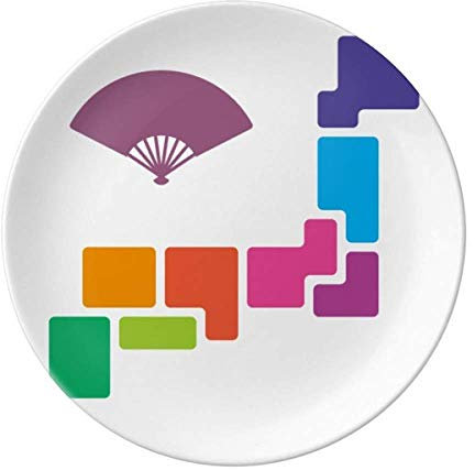 Assiette décorative en porcelaine Motif fan de ville japonaise