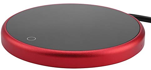 Calentador de Tazas de café con Interruptor de Pantalla táctil, Calentador de Tazas eléctrico de 220-240 V para Oficina, hogar, café, Leche, té, Agua(EU Plug-Rojo)