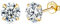 SNORSO Boucles d'oreilles Femme Argent 925, Clous d'oreilles Plaqué Or Avec Zircone Cubique 5mm pour Femme Fille