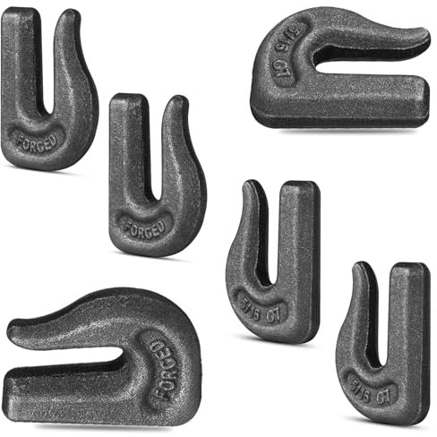HIGH-PQ 6PCS Heavy Duty Weld On Grab Hook, 5/16 Inch Grade 70 Clevis Grab Chain Hooks, Forged Grade Utility Hook Weldable for Trailer Truck,Rigging, Car,Tractors Loader Bucket