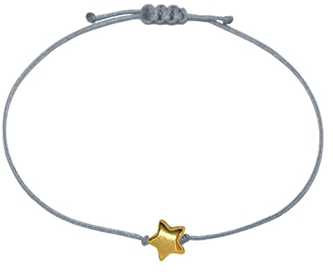 Selfmade Jewelry Armband Damen Roségold Stern Größenverstellbares Armkettchen mit Sternchen Handgemacht Inkl. Geschenk-Verpackung (Rosegold - Dunkelblau) (Gold - Grau)