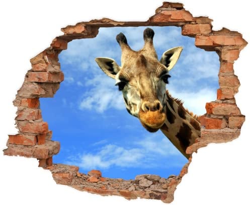 WCB Wandtattoo - Wanddurchbruch mit Aussicht auf Giraffe 70 x 57 cm - Wandsticker