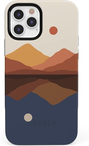 Casely Schutzhülle für iPhone 12/12 Pro, Gegensätze ziehen an, Tag und Nacht Colorblock-Berge, kompatibel mit MagSafe, auffälliges Schutzdesign