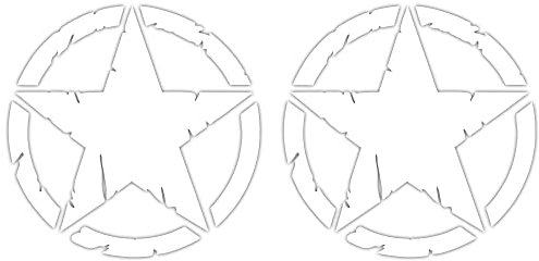 Destroyed Military Star Aufkleber US Army – Shapes Kit Pack – 2 Stück – 4x4 Offroad Auto Motorrad – verschiedene Größen 5 10 15 20 25 30 cm – Made in Italy (5 cm, Weiß)