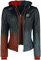 Aksah Fashion Damen Birds of Prey Harley Quinn Kostüm gesteppte Leder-Bomberjacke Blau & Rot Jacke, mehrfarbig, XXL