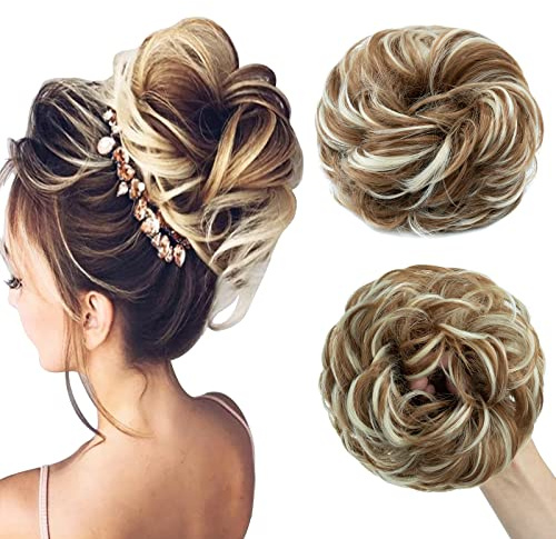 Messy Bun Hair Piece for Women - Scrunchies Hair Bun Fake Hair - Sandy Blonde to Bleach Blonde