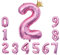 Foil Luftballon 2 Helium Folienballon Zahlen Ballon XXL Folien Rosa Ballon 2 Geburtstag 100cm/40inch