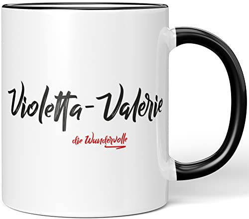 JUNIWORDS Tasse, Violetta-Valerie, die Wundervolle, Schwarz (5308289)