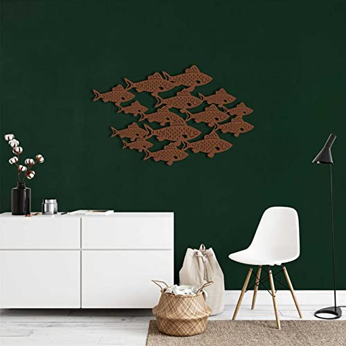 KLZUOPT Metal Fish Art Wall Decor, 3D Fish Metal Wall Art Wall Sculptures, Coastal Ocean Sea Hanging Decorations Garden Pool Decor Outdoor or Indoor Wall Sculptures Home Garden, red-22.84 * 15.7in