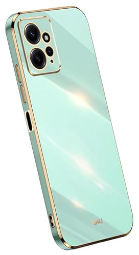 Topme Funda de Silicona para Redmi Note 12 (4G) (6.67 Inches), [ Carcasa Case de Teléfono Estilo Borde Dorado] - Verde