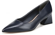 Franco Sarto Womens Racer Pointed Toe Block Heel Pump Navy Blue Leather 9.5 W