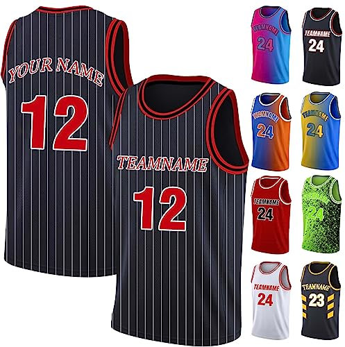 Basketballtrikot für Herren, Jungen, Kinder, personalisierbar, Namensnummer, ärmelloses Hemd, Weste, Trikots Basketball, Sportbekleidung, S ~ 4XL, Farbe 13, L