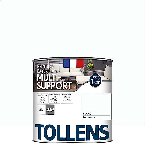 Tollens Peinture extérieure multisupport - Ultra résistante Haute qualité - Satin - Blanc - 2L = 28m2