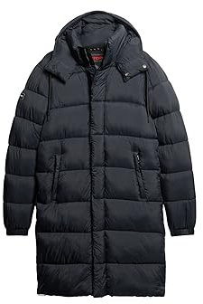 Superdry Herren Ripstop Longline Puffer Jacket Jacke, Eclipse Navy Grid, Large