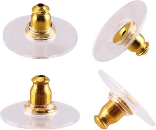 HOPEA JEWELS® Premium Earring Backs (200 Pcs) for Heavy, Droopy, and Stretched Ears (Golden)