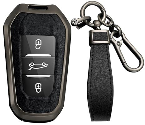 KUNIO Coque de clé de Voiture Convient pour Peugeot 3008 5008 2008 308 508 208 Convient pour Opel Grandland X Astra L Convient pour Citroën C3 C4 DS5 DS7 Coque de Protection Porte-clés A Noir