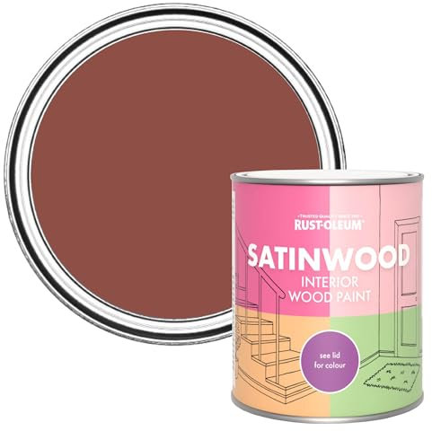 Rust-Oleum Red Satinwood Interior Wood Paint - Fire Brick 750ml