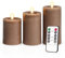 Meisterhome® 3er-Set Flammenlose LED Kerzen - Kojotenbraun - Rustik Design Stumpenkerze - mit Fernbedienung – mit Timer - Batteriebetrieben – Warmweiß - 10/12,5/15 cm hoch - mit flackernder Flamme