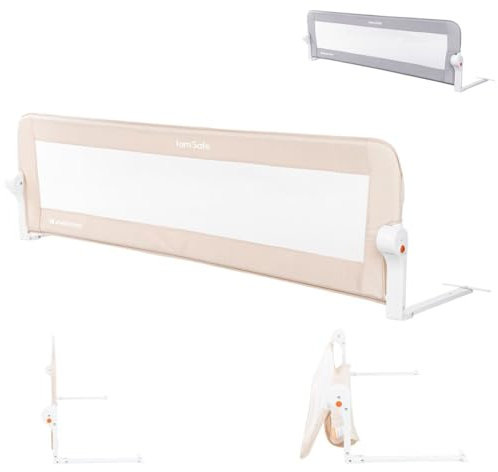 Kikkaboo Bettschutzgitter I am safe 150 cm, klappbar, Bettgitter, ab 18 Monaten, Farbe:hellbraun