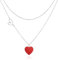 Linawe Silver Red Heart Pendant Necklace, Layered Chain Choker Necklaces for Women Trendy, Stainless Steel Stacked Necklaces, Y2K Preppy Double Heart Jewellery, Lover Necklace