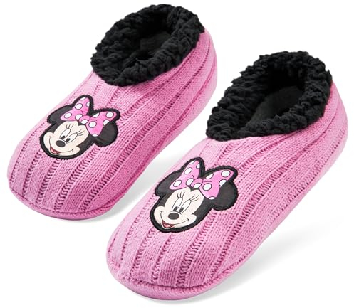 Disney Minni Mouse Damen Ballerina Hausschuhe, Kuschel-Plüsch Hausschuhe - Geschenk für Frauen (Rosa)