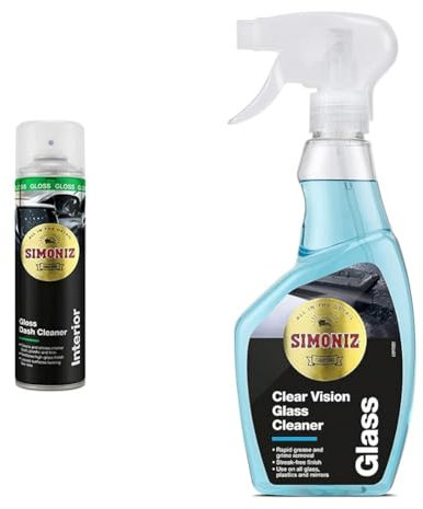 SIMONIZ Gloss Dashboard Cleaner, Professional Car Interior Cleaner Spray With Anti-Static Formula & Clear Vision Car Glass Cleaner Spray, Car Window Cleaner For Clear & Streak-Free Windows