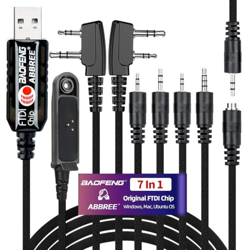 BAOFENG FTDI USB Programming Cable 7-in-1 Compatible UV-5R BF-F8HP 5RM UV-21R K5PLUS UV-5G Plus TD-H3 8 Quansheng UV-K5 8,Wouxun Ham Radios