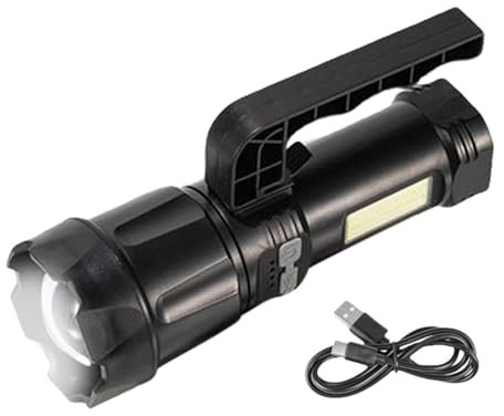 Genérico Linterna telescópica con zoom - Linterna de bolsillo de 1800 lúmenes de alto lumen | Led Super Brillante Recargable | Linterna telescópica recargable tipo C, linterna LED superbrillante