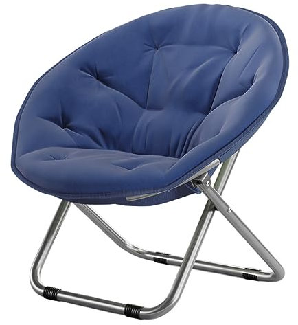 Folding Moon Chair Lightweight Saucer Chair with 125kg Load Capacity for Bedroom and Living Room Navy Blue