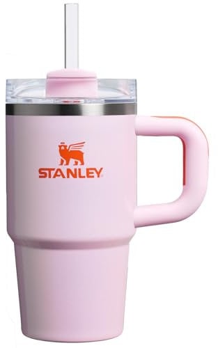 Stanley Quencher H2.0 Tumbler with Handle and Straw 20 oz | Flowstate 3-Position Lid | Cup Holder Compatible for Travel | Insulated Stainless Steel Cup | BPA-Free | Rose Petal Shimmer