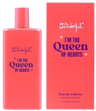 MR WONDERFUL - I'm the Queen of Hearts 150 ml, Colonia Mujer, Perfume Formato Spray, Eau de Toilette Natural y Femenina, Aroma Frutal Gourmand, Fragancia Fresca y de Larga Duración