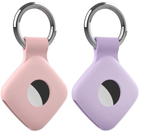 2 x Schutzhülle kompatibel mit Tile Mate 2022 2024 Tracker, kratzfeste Schutzhülle für Fliesen-Tracker mit Schlüsselring, Silikonfliesen-Schlüsselanhänger für Haustiere, Schlüssel, Taschen (Rosa,