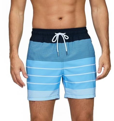 Aisprts badshorts för män med fickor med dragkedja som andas snabbtorkande och vattenavvisande badbyxor, badbyxor för män med nätfoder och dragsko, M