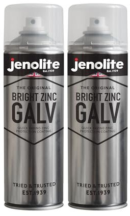 JENOLITE Bright Zinc Galv Silver Spray Paint | 2x500ml | Metal Paint For Galvanised Surfaces | All-in-One Metal Primer & Topcoat | Ideal for Cuts & Welding Joints | Superior Rust Protection