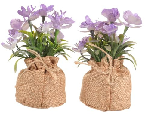 MUSISALY Künstliche Orchideen Deko Spray Violette Schmetterlings Phalaenopsis Im Sackleinen Topf Naturgetreues Imitat Für Haus Und Schaufensterdekoration 2 Stück