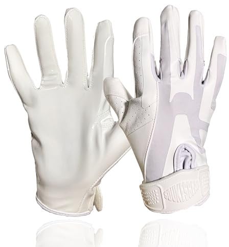 SDukes Prime 2.0 American Football Handschuhe Gloves Receiver Empfänger (Weiß, XL)
