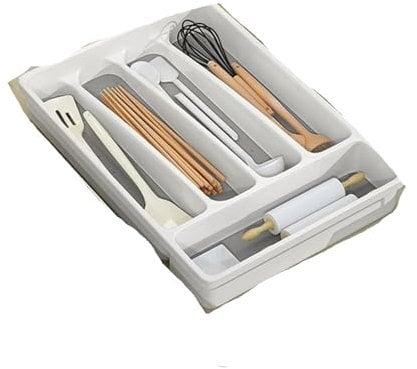 Organizador De Cubiertos Organizador de cajones de cubiertos, bandeja de utensilios for cocina, soporte for cubiertos, almacenamiento separado blanco, organizador de cocina, 2 uds. Bandeja Para Cubier