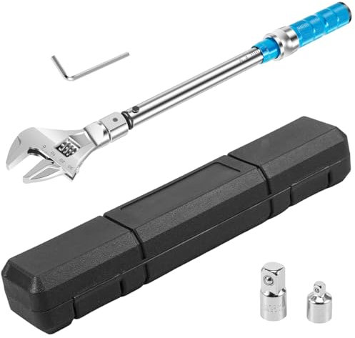 Xdziklosj Open End Torque Wrench, 5 to 60 Nm Adjustable Open End Torque Wrench Set with Changeable Head and Click Safe Torque Wrench Tool, Professional Torque Wrench Spanner for Refrigeration System