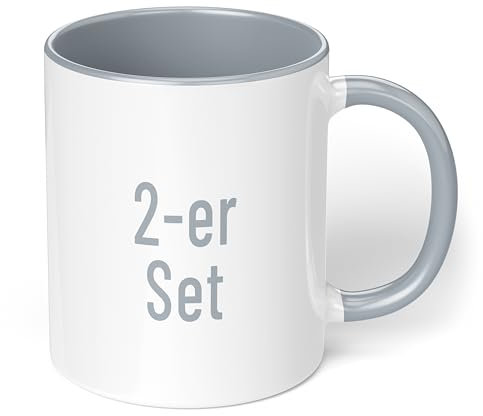 True Statements Kaffeetassen Set zum Bemalen oder bedrucken - Sublimationstassen aus hochwertiger Keramik - ideal für den Kindergeburtstag oder Sublimationsdruck - 2er Set Grau