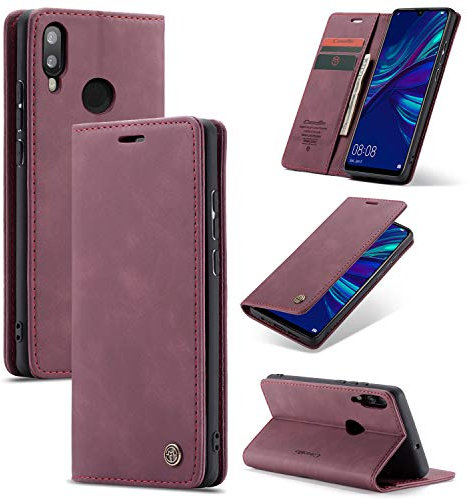 Phernykas Cover per Huawei P Smart 2019 Libro Pelle Portafoglio, [Porta Carte] [Magnetica] Premium PU Flip Wallet Custodia Cellulare Protection per P Smart 2019 Leather Case, Vion-rosso