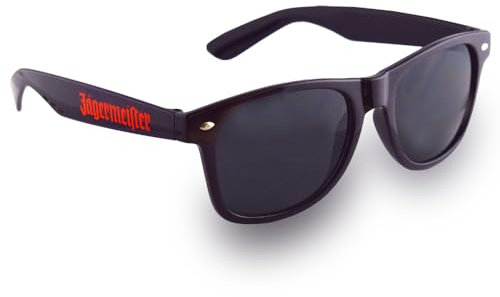 Jägermeister Originale Sonnen-Brille in schwarz mit Logo Schriftzug in orange