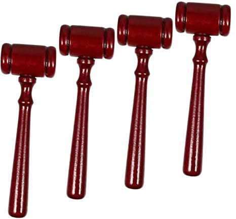 DOITOOL 4pcs Wooden Judge Hammer Court Gavel Auction Hammer Toy for Role Play Classroom Decor Craft Supplies Authentic Look