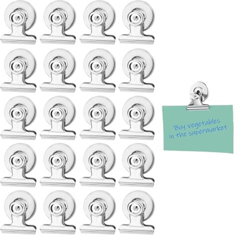 20 Stück Magnetklammern,Magnetclips,Magnetische Metall Klammer,Magnet Klammer,Magnetische Clips,Magnete Mit Klammer,Magnet Clips Für Magnettafel Kühlschrank Foto Für Schule Haushalt Büro